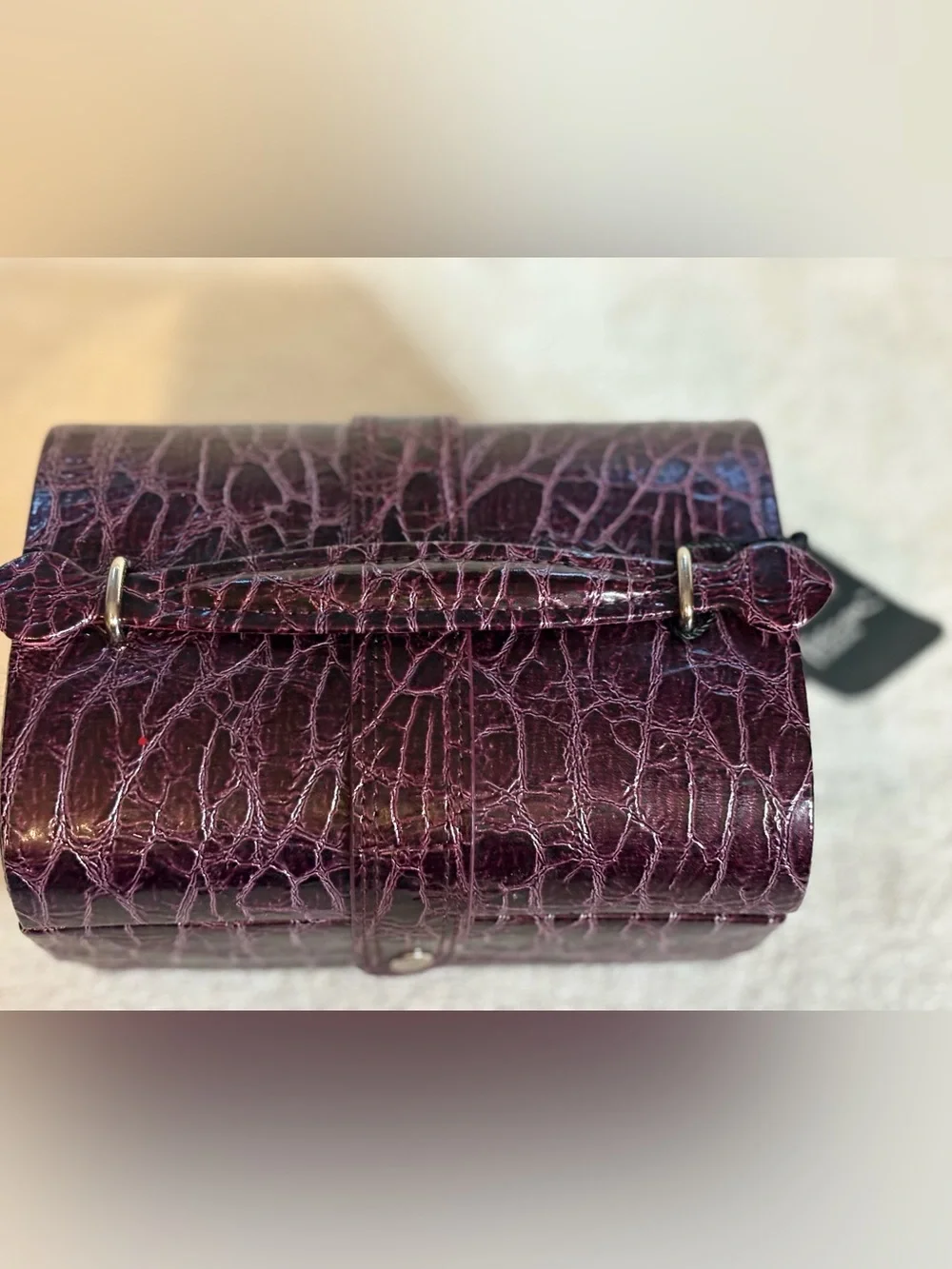 NWT Tuscan Designs Eggplant Crocodile Print Travel Jewelry Case